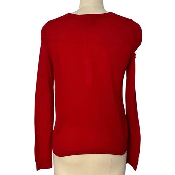 Michelle Mason Red Merino Wool Asymmetrical Cut Out Sweater | Size S - Picture 8 of 10